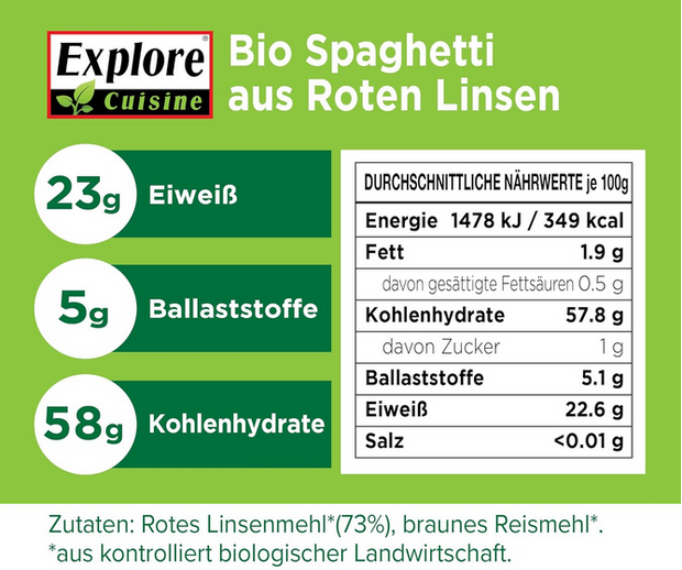 Explore Cuisine Bio Rote Linsen Spaghetti