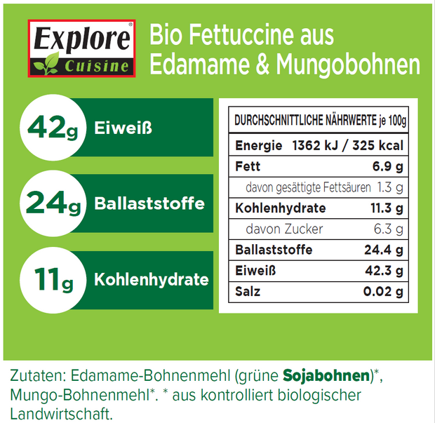 Explore Cuisine Bio Edamame & Mung Fettuccine High Protein Pasta